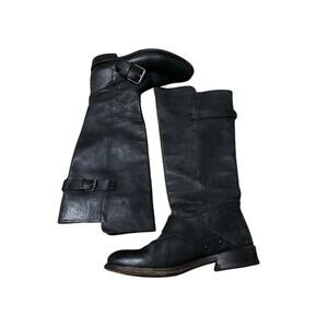Well loved grunge black all leather riding boots needs some soles and tlc